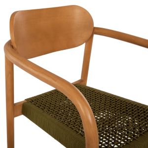 Oslo chair Hm9636.05 made of teak wood with green ropes 55x54x80hcm