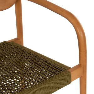 Oslo chair Hm9636.05 made of teak wood with green ropes 55x54x80hcm