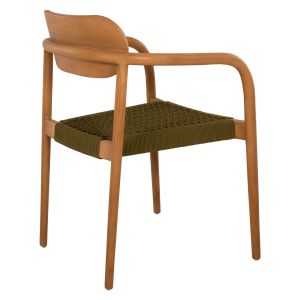 Oslo chair Hm9636.05 made of teak wood with green ropes 55x54x80hcm
