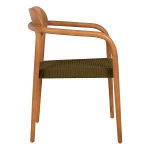 Oslo chair Hm9636.05 made of teak wood with green ropes 55x54x80hcm