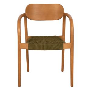Oslo chair Hm9636.05 made of teak wood with green ropes 55x54x80hcm