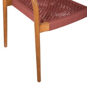 Oslo Chair Hm9636,06 made of teak wood with pink ropes 55x54x80hcm