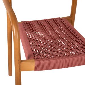 Oslo Chair Hm9636,06 made of teak wood with pink ropes 55x54x80hcm