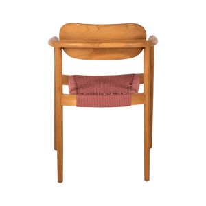 Oslo Chair Hm9636,06 made of teak wood with pink ropes 55x54x80hcm