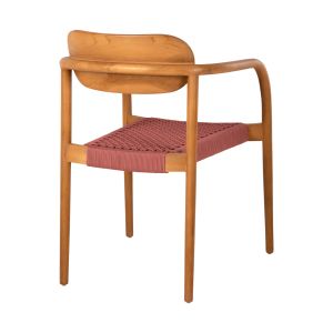 Oslo Chair Hm9636,06 made of teak wood with pink ropes 55x54x80hcm