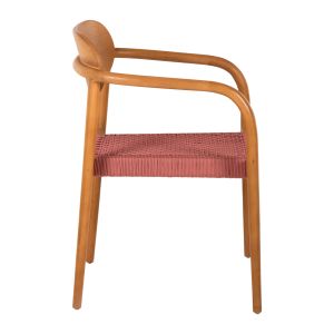 Oslo Chair Hm9636,06 made of teak wood with pink ropes 55x54x80hcm