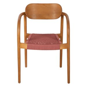 Oslo Chair Hm9636,06 made of teak wood with pink ropes 55x54x80hcm