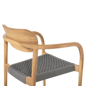 Oslo chair solid teak wood - gray rope 55x54x80hcm Hm9636,08
