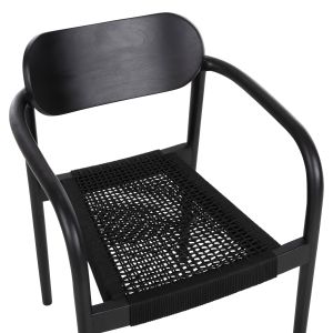 Oslo chair solid teak in black - black rope Hm9636,12 55x54x80hcm