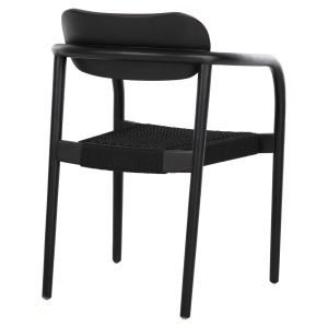 Oslo chair solid teak in black - black rope Hm9636,12 55x54x80hcm