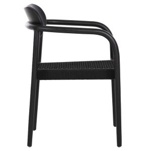 Oslo chair solid teak in black - black rope Hm9636,12 55x54x80hcm