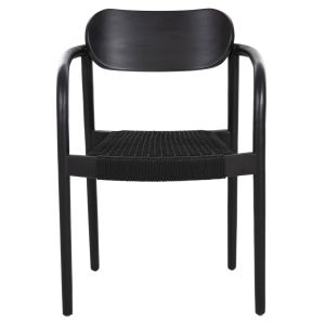 Oslo chair solid teak in black - black rope Hm9636,12 55x54x80hcm