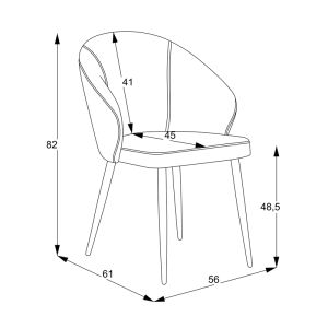 Patya chair light gray with black metal legs 56x61x82cm
