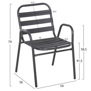 Chair Prelude Hm5970,01 metal frame-aluminum seat backrest-gray 54x56x79hcm