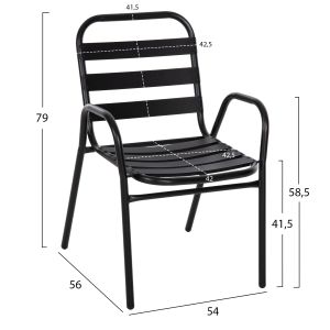 Chair Prelude Hm5970,03 metal frame-aluminum seat backrest-black 54x56x79hcm