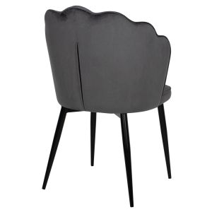 Princess Avie chair Hm8737.01 gray plush black metal frame 48x48x85hcm