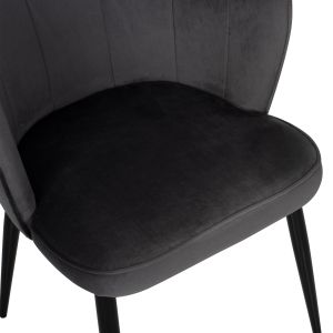 Princess Avie chair Hm8737.01 gray plush black metal frame 48x48x85hcm