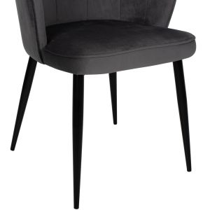 Princess Avie chair Hm8737.01 gray plush black metal frame 48x48x85hcm
