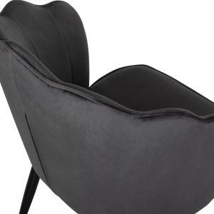 Princess Avie chair Hm8737.01 gray plush black metal frame 48x48x85hcm