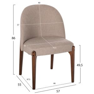 Rammer chair Hm9744.02 made of rubber wood with ecru damask 57x55x86hcm