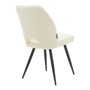 Chair Renish boucle ecru color with black metal legs 61x47x91.5cm