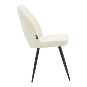 Chair Renish boucle ecru color with black metal legs 61x47x91.5cm