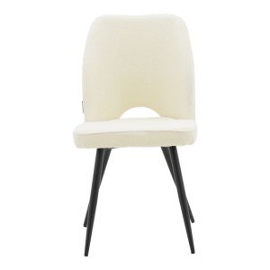 Chair Renish boucle ecru color with black metal legs 61x47x91.5cm