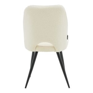 Chair Renish boucle ecru color with black metal legs 61x47x91.5cm