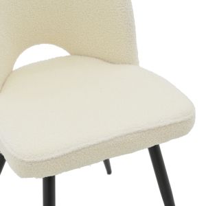 Chair Renish boucle ecru color with black metal legs 61x47x91.5cm