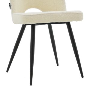 Chair Renish boucle ecru color with black metal legs 61x47x91.5cm