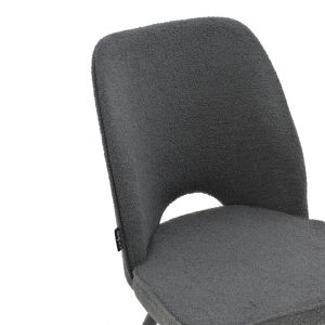 Renish gray boucle chair with black metal legs 61x47x91.5cm