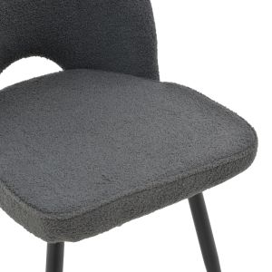 Renish gray boucle chair with black metal legs 61x47x91.5cm