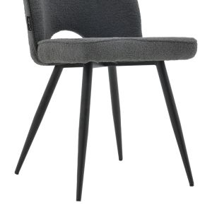 Renish gray boucle chair with black metal legs 61x47x91.5cm