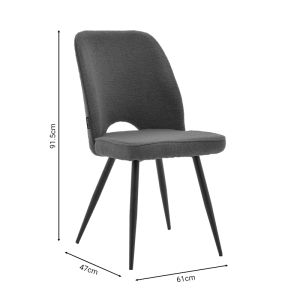 Renish gray boucle chair with black metal legs 61x47x91.5cm
