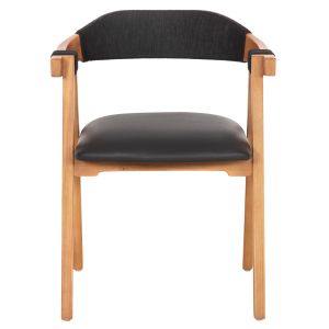 Chair Rimini teak in natural-black rope and Pu seat 60x61x76hcm Hm9867