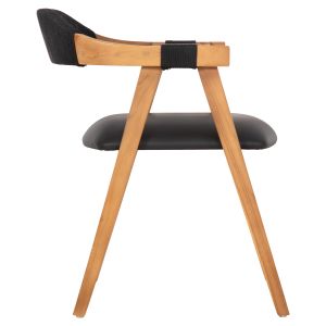 Chair Rimini teak in natural-black rope and Pu seat 60x61x76hcm Hm9867