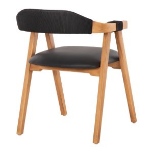 Chair Rimini teak in natural-black rope and Pu seat 60x61x76hcm Hm9867