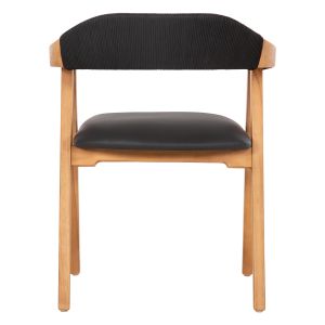Chair Rimini teak in natural-black rope and Pu seat 60x61x76hcm Hm9867
