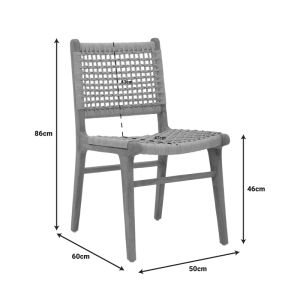Rover chair, teak in natural shade and beige banana wood, 50x60x86cm
