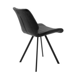 Sabia chair black plush with black metal legs 46x55x80cm