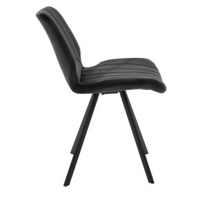 Sabia chair black plush with black metal legs 46x55x80cm