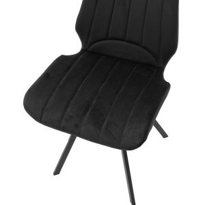 Sabia chair black plush with black metal legs 46x55x80cm