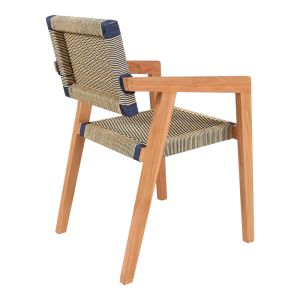 Salama chair, teak wood in a natural shade and cream-black rope 57x60x85cm