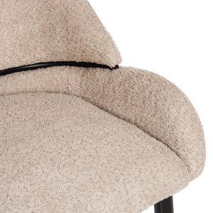Sarky chair boucle ecru black metal legs 55x62x89cm Hm8585,02