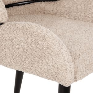 Sarky chair boucle ecru black metal legs 55x62x89cm Hm8585,02