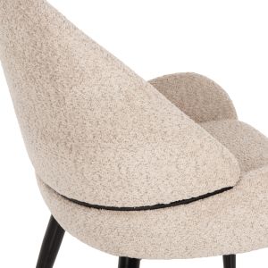 Sarky chair boucle ecru black metal legs 55x62x89cm Hm8585,02