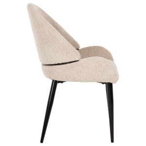 Sarky chair boucle ecru black metal legs 55x62x89cm Hm8585,02