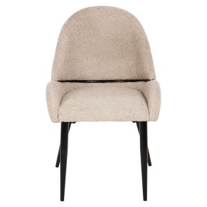 Sarky chair boucle ecru black metal legs 55x62x89cm Hm8585,02