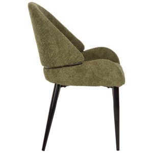 Chair Sarky green bouclé black metal legs 55x62x89cm Hm8585,03