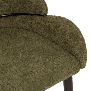Chair Sarky green bouclé black metal legs 55x62x89cm Hm8585,03